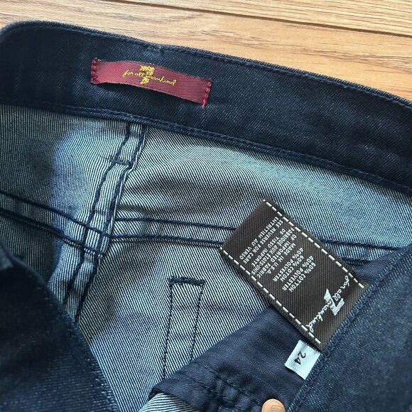 💙 7 For All Mankind Ankle Zip Skinny Jeans Women's 24 Dark Slim Stretch 10/10 - Picture 4 of 5